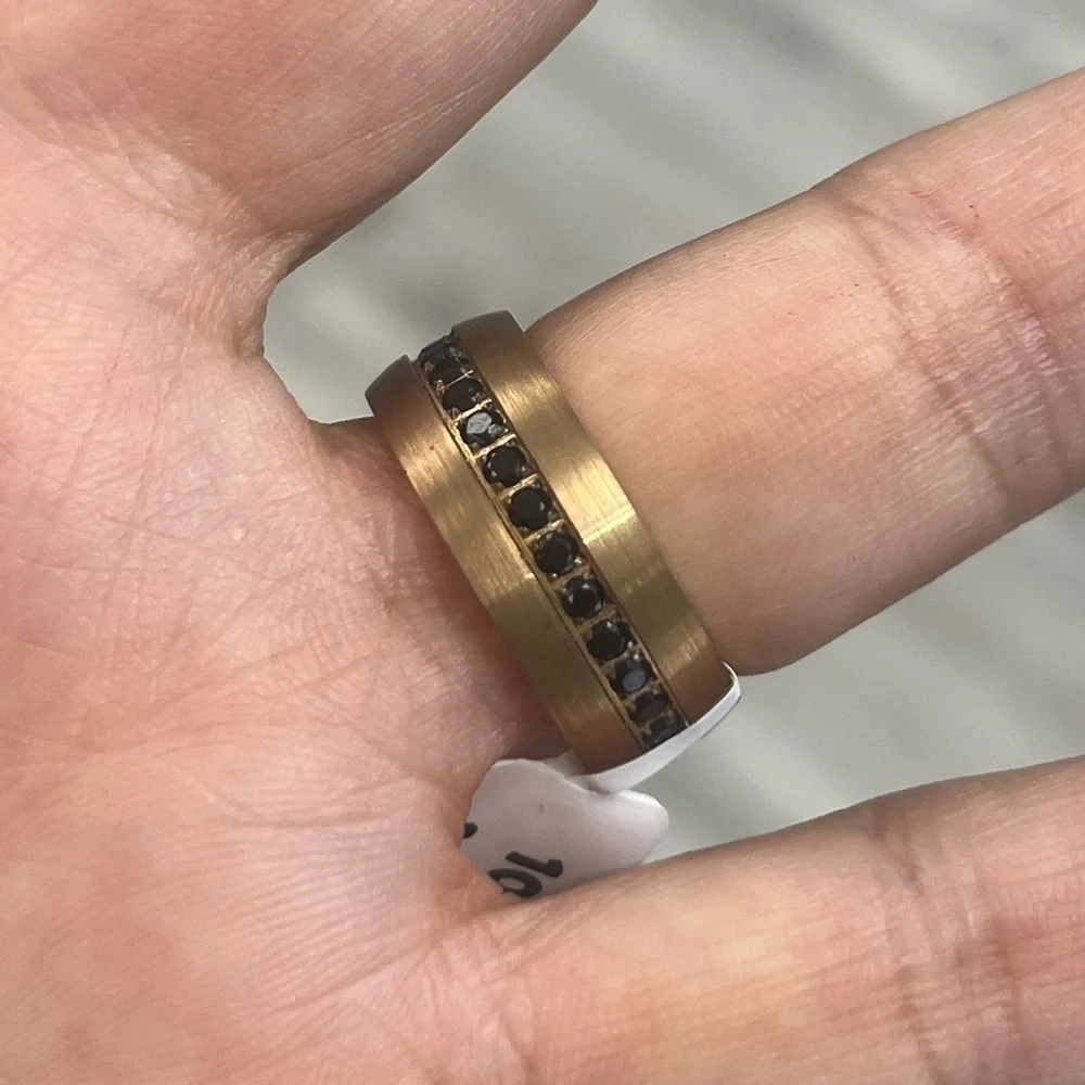 New 8mm Black CZ black gold plated Eternity Tungsten Wedding Band Ring